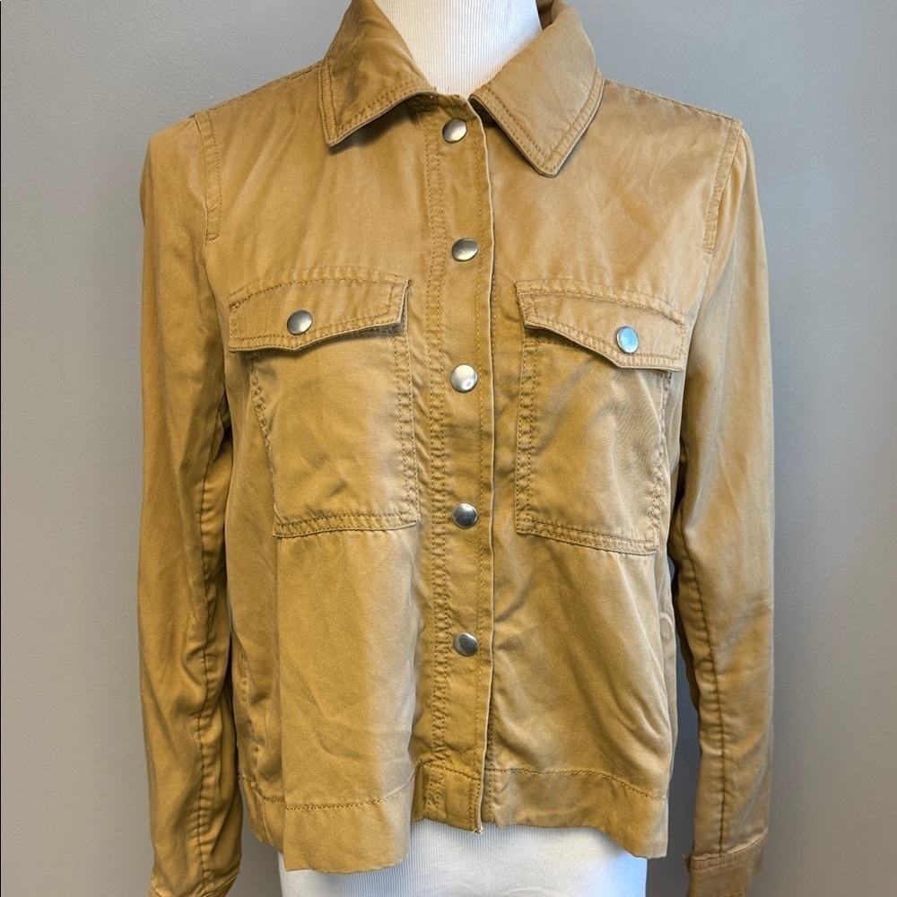 LOFT Petites Utility Jacket 100% Lyocell Tan Size SP